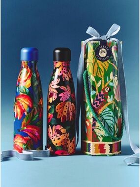 Farm Rio Insulated Floral Water Bottle - Blue Floral Design | 17 oz NWT